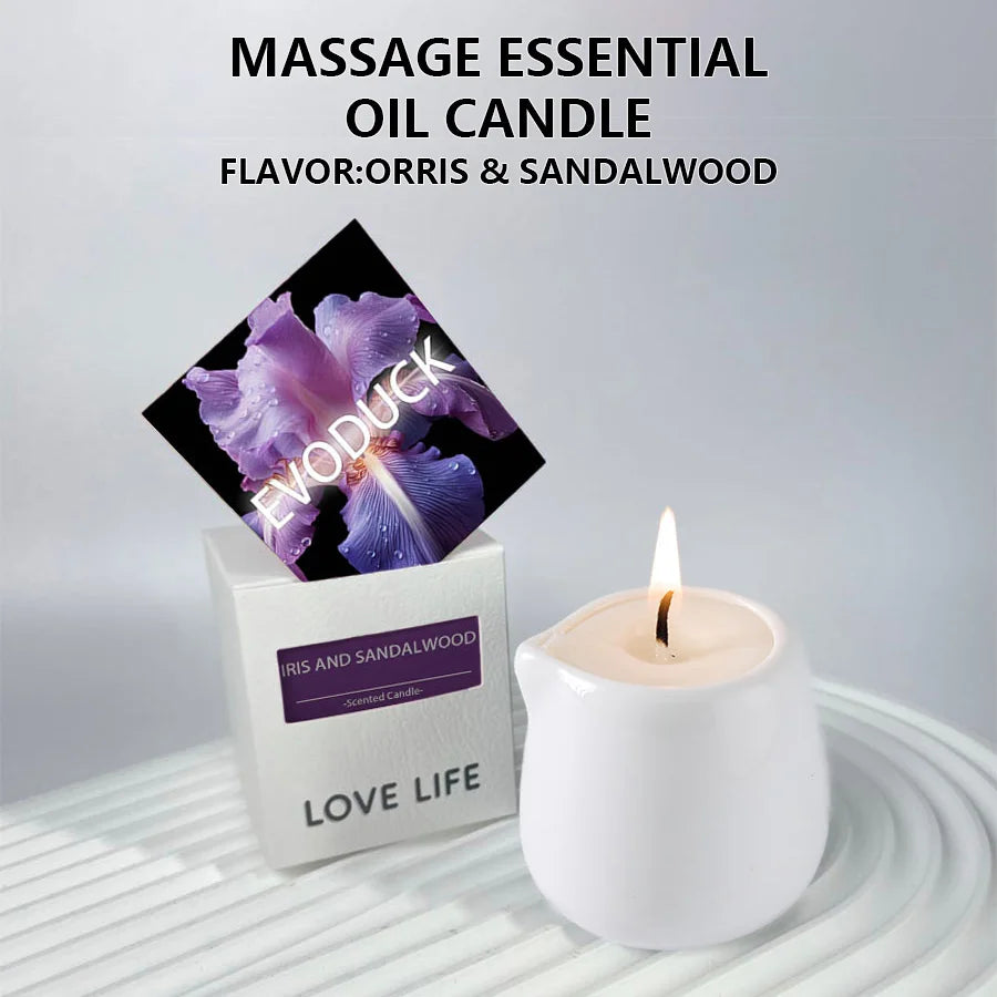 Fruity scented natural massage oil candle. Low heat. 1.69 oz, coconut wax. Hydrating. For home & V-Day. Natural luxury. Soothing