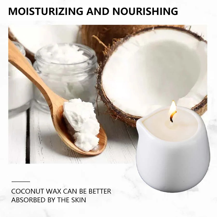 Fruity scented natural massage oil candle. Low heat. 1.69 oz, coconut wax. Hydrating. For home & V-Day. Natural luxury. Soothing