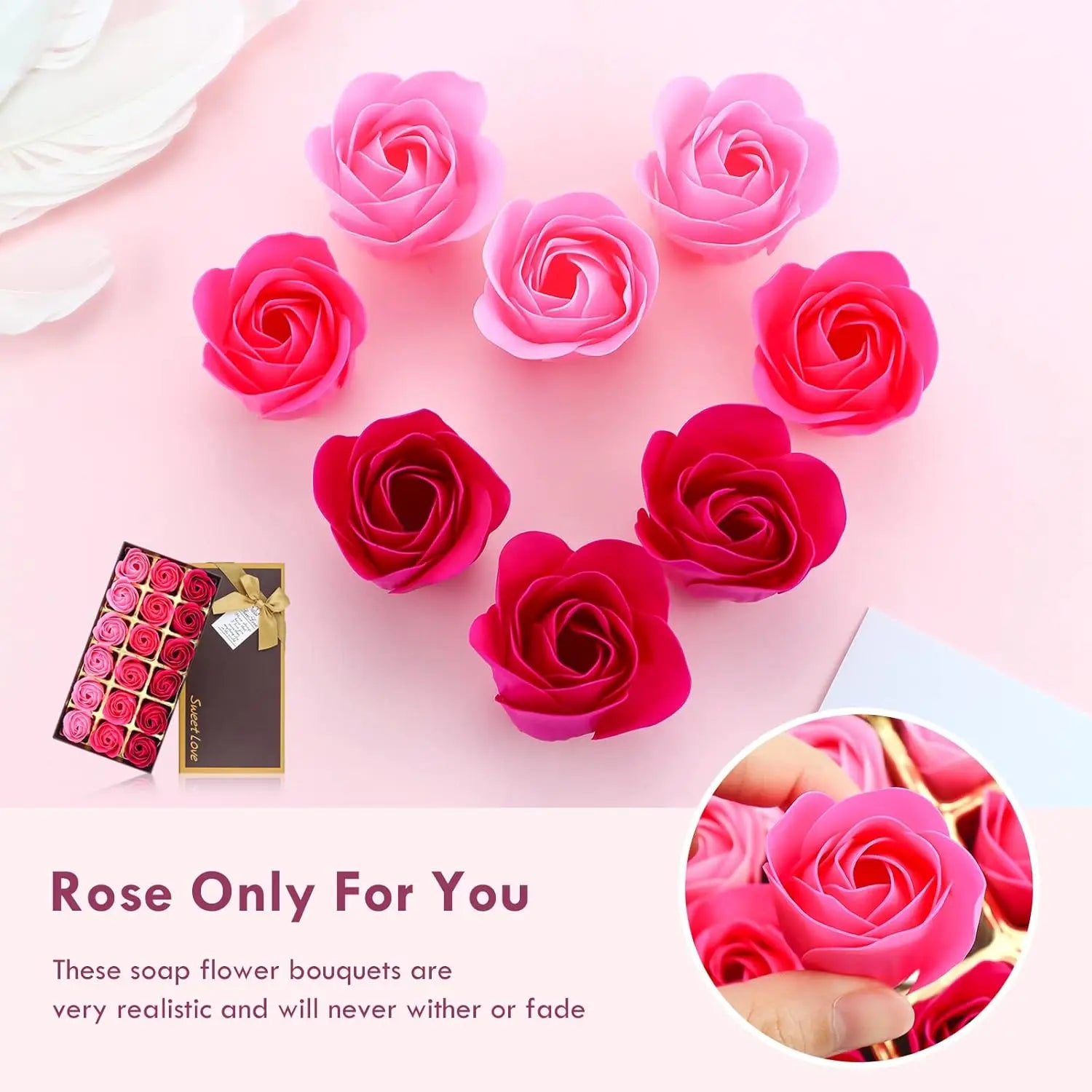 Floral Scented Bath Soap Rose Flower Petals Plant Essential Oil Rose Soap Set Best Gifts for Her Women Girls Mom Lover Birthday