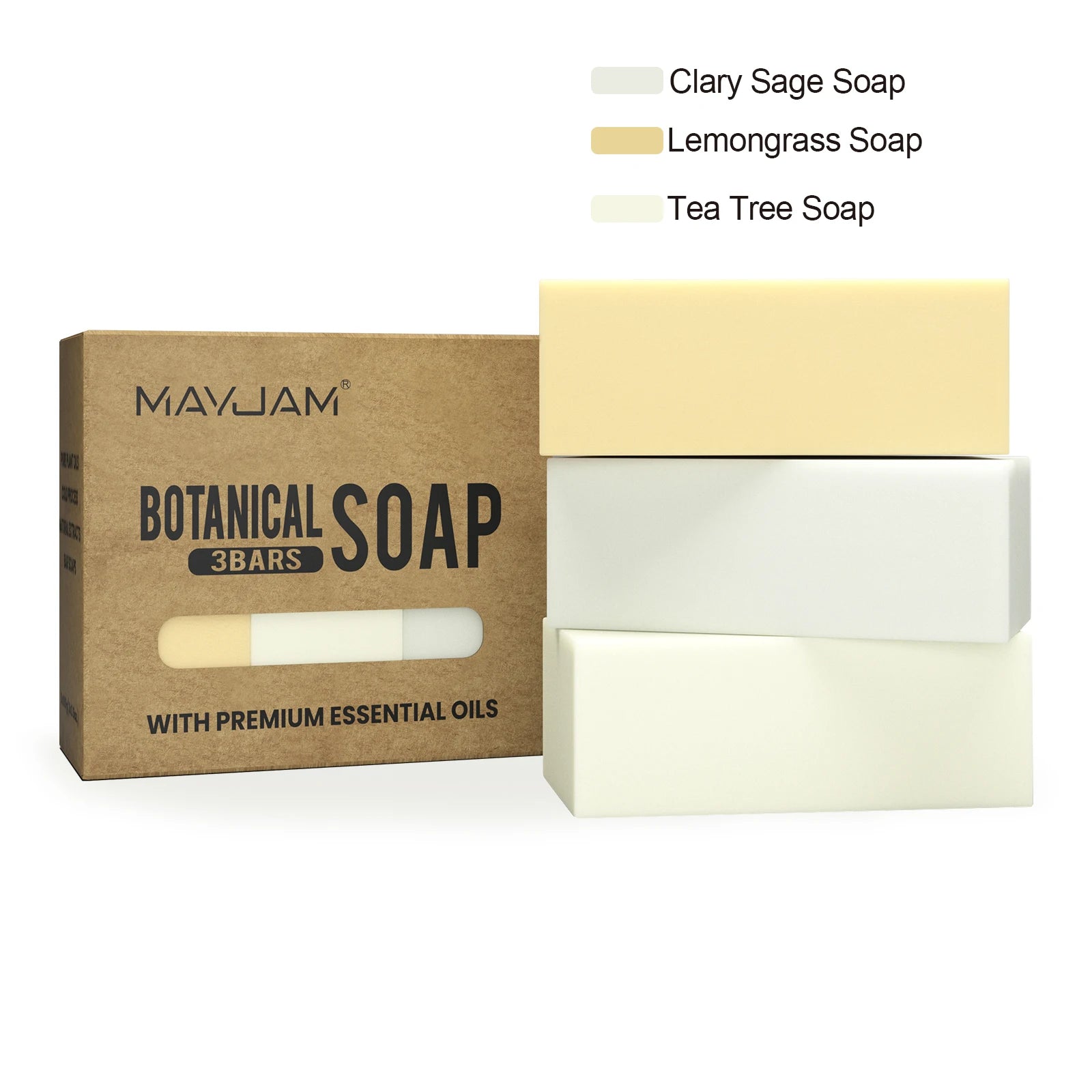 Handmade Soap Gift Set 3 Pack of Essential Oil Soap Chamomile Tea tree Lemongrass Frankincense Clary Sage Scented Soap Cleaning