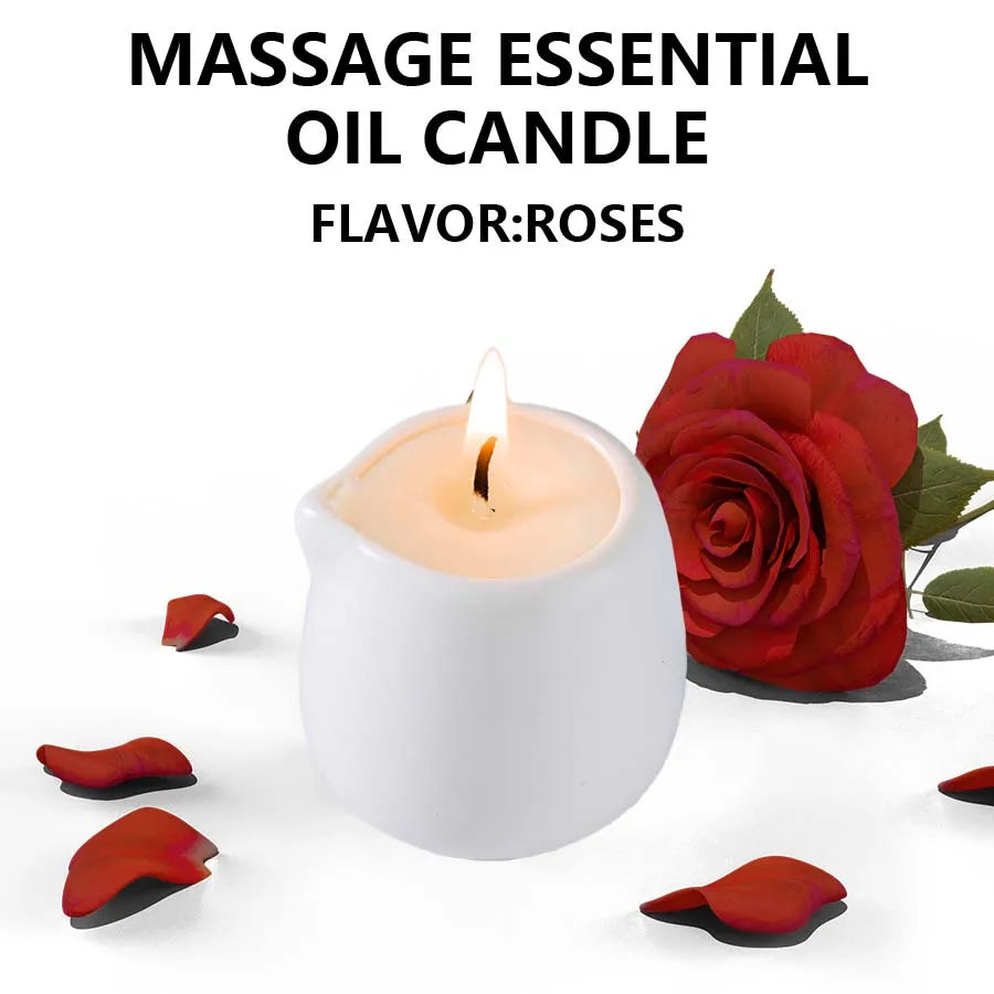 Fruity scented natural massage oil candle. Low heat. 1.69 oz, coconut wax. Hydrating. For home & V-Day. Natural luxury. Soothing