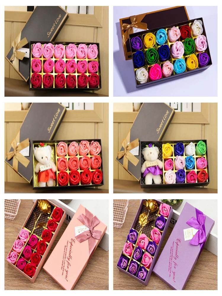 Floral Scented Bath Soap Rose Flower Petals Plant Essential Oil Rose Soap Set Best Gifts for Her Women Girls Mom Lover Birthday