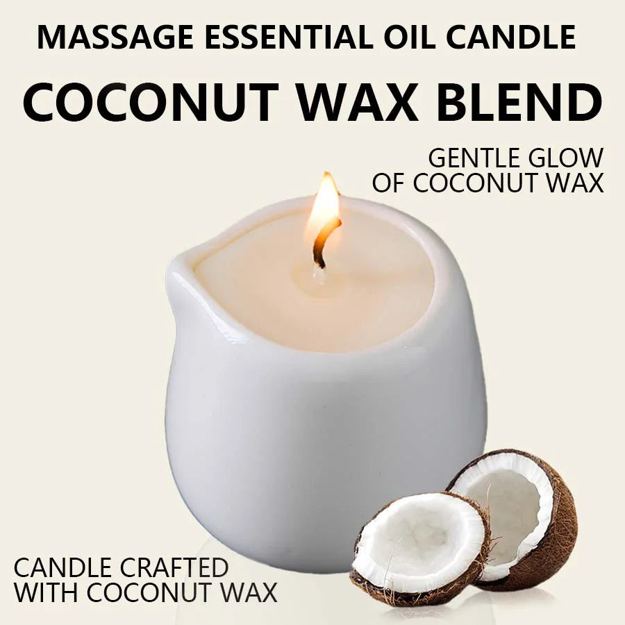 Fruity scented natural massage oil candle. Low heat. 1.69 oz, coconut wax. Hydrating. For home & V-Day. Natural luxury. Soothing