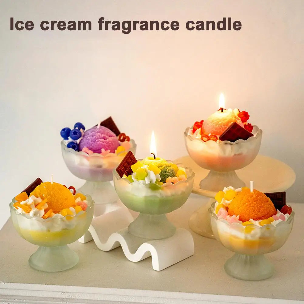 Ice Cream Scented Candle Decorative Scented Candle Nice-looking Bright Color Romatherapy Candles Home Decoration