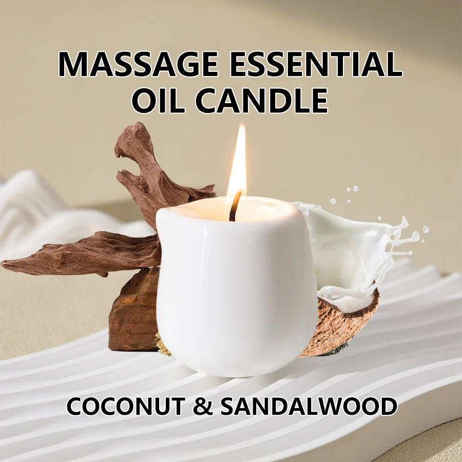 Fruity scented natural massage oil candle. Low heat. 1.69 oz, coconut wax. Hydrating. For home & V-Day. Natural luxury. Soothing